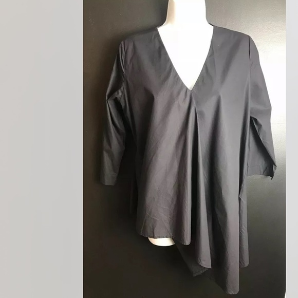 HARSHMAN Anthropologie Farah Popover Blouse Shirt Top Black Asymmetrical VNeck - Picture 13 of 13